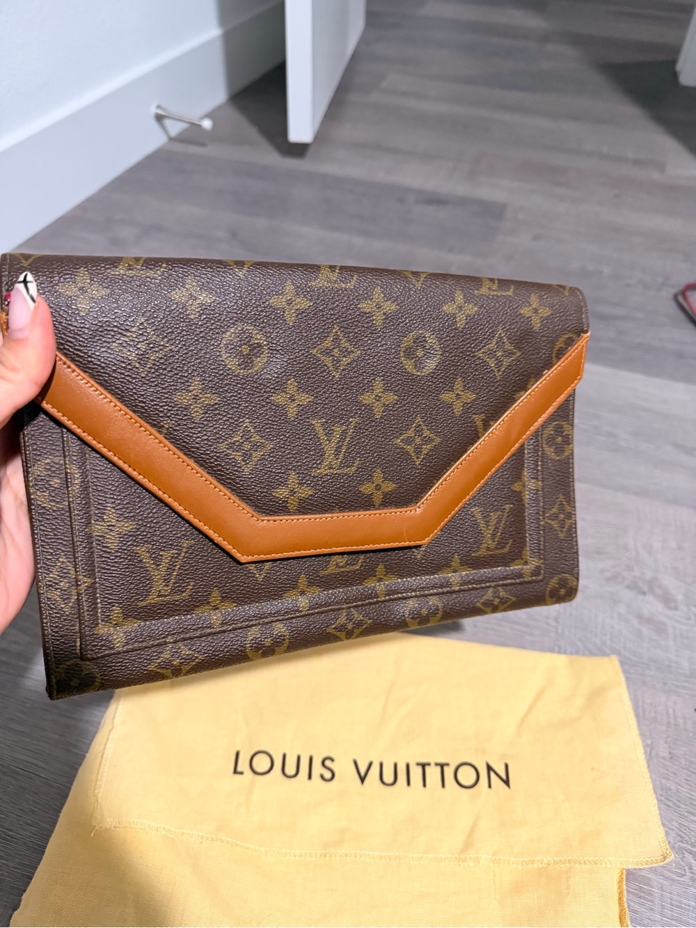 Louis Vuitton Monogram Envelope Clutch in Brown and Tan